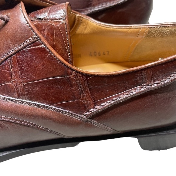 Mezlan Men Genuine Alligator Dress Shoes Piedmont style Brown 10.5 M - Picture 4 of 9